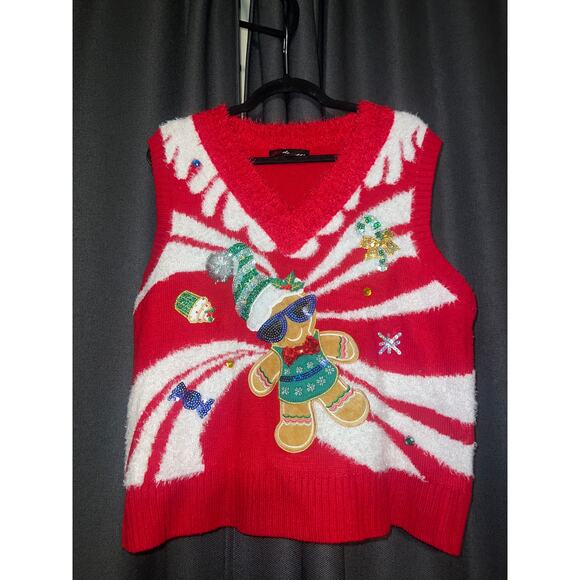 Ugly Christmas Sweater Xmas Vest Size Large - Picture 1 of 3
